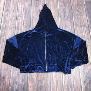 Curvy Sense Hoodie Womens 2XL‎ Navy Velvet Zip Cropped Made USA Plus CS1697